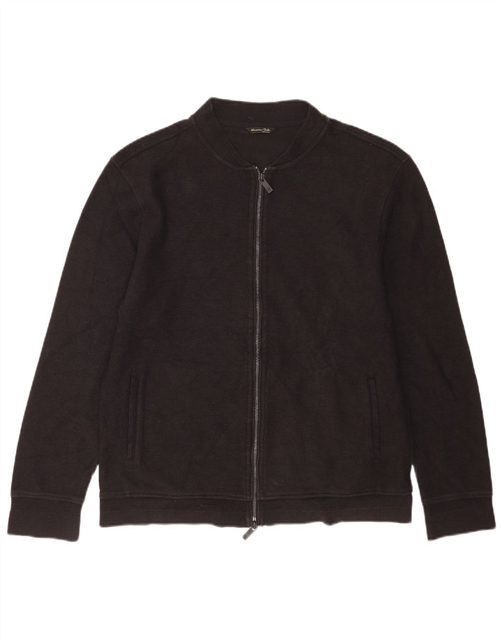 Мужской кардиган Massimo Dutti, большой черный хлопковый свитер