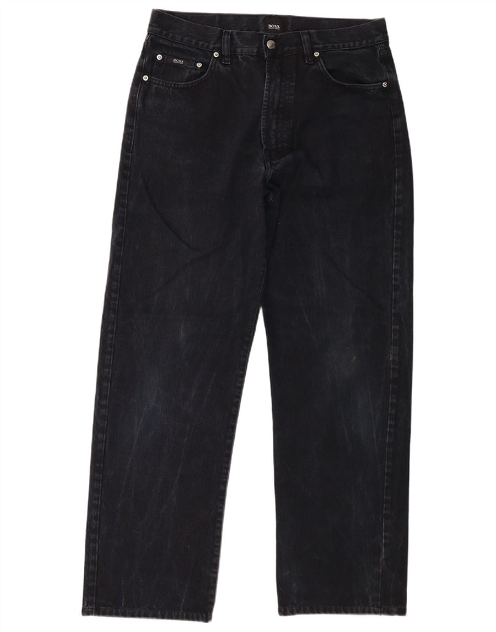 Мужские прямые джинсы Hugo Boss W34 L30, черный хлопок