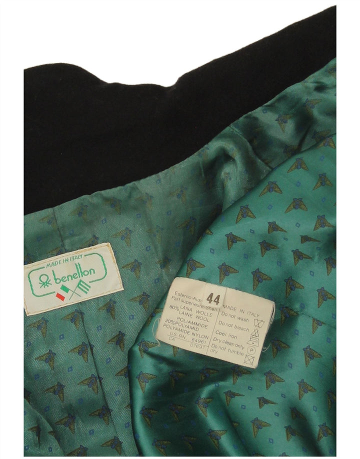 Женский пиджак на 1 пуговице Benetton IT 44, средний, черный, шерсть