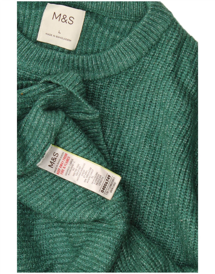 Мужской джемпер с круглым вырезом Marks & Spencer, большой зеленый полиамид