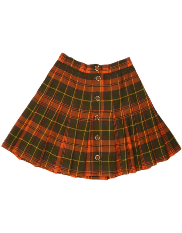 ВИНТАЖНАЯ женская плиссированная юбка W28, средний зеленый цвет в клетку ретро