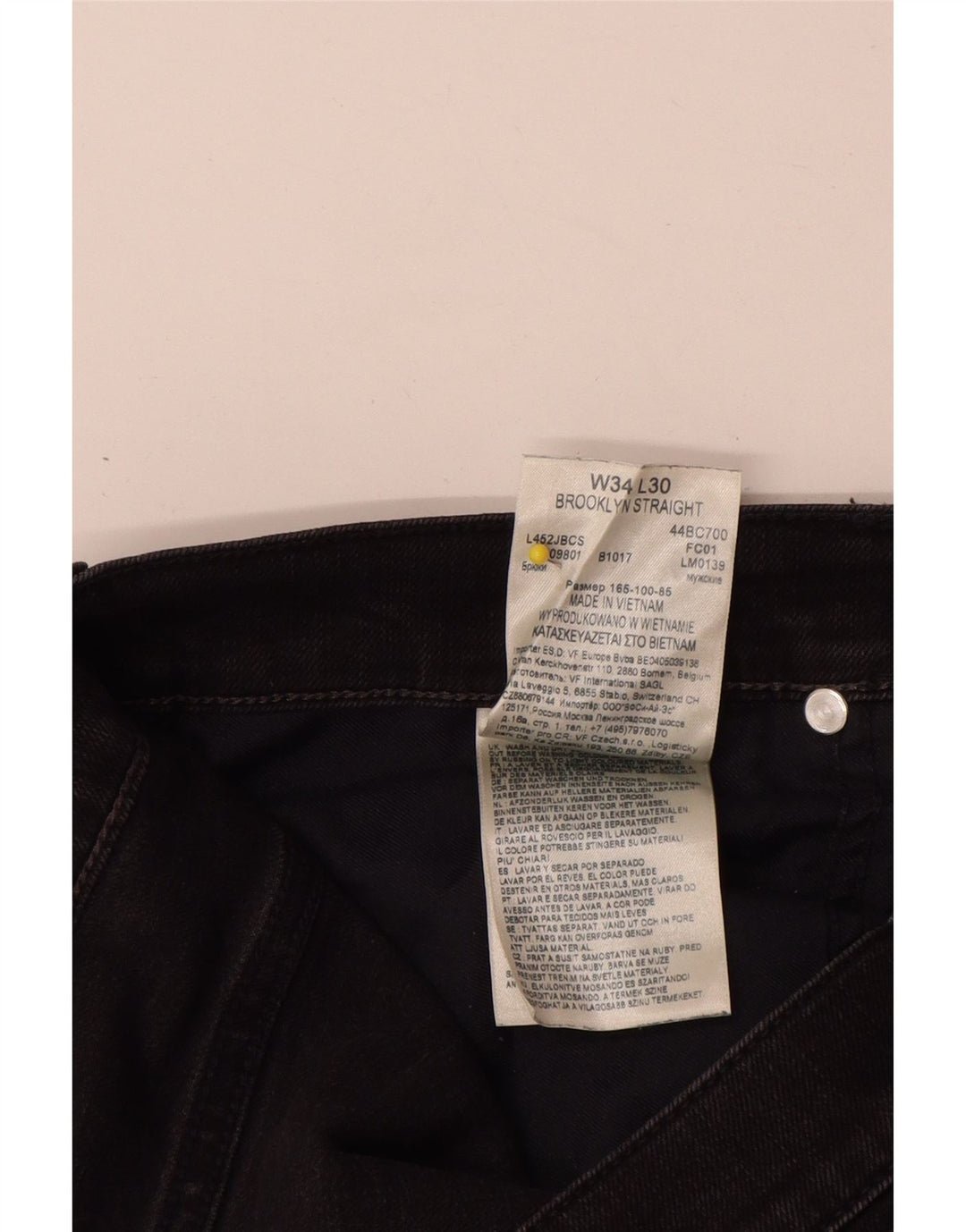 Мужские прямые джинсы Lee Brooklyn W34 L30, черный хлопок