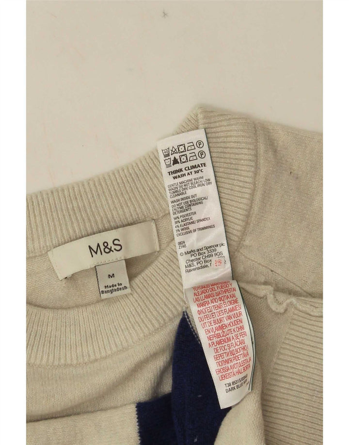 Женский джемпер с круглым вырезом Marks & Spencer UK 14, средний синий в полоску