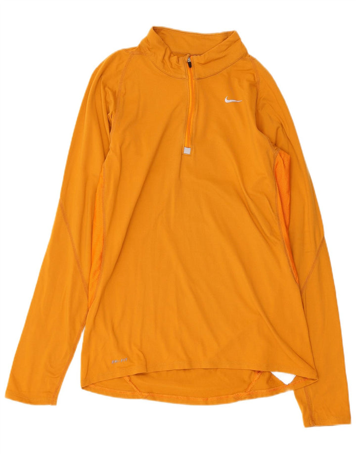 Женский пуловер с воротником на молнии NIKE Dri Fit UK 10, маленький желтый цвет