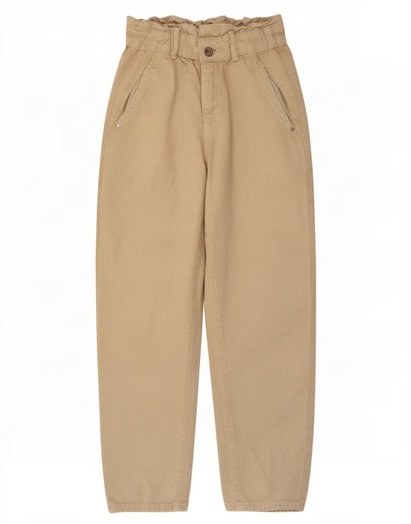 Женские зауженные джинсы с высокой талией Zara EU 32 2XS W22 L24, бежевый хлопок