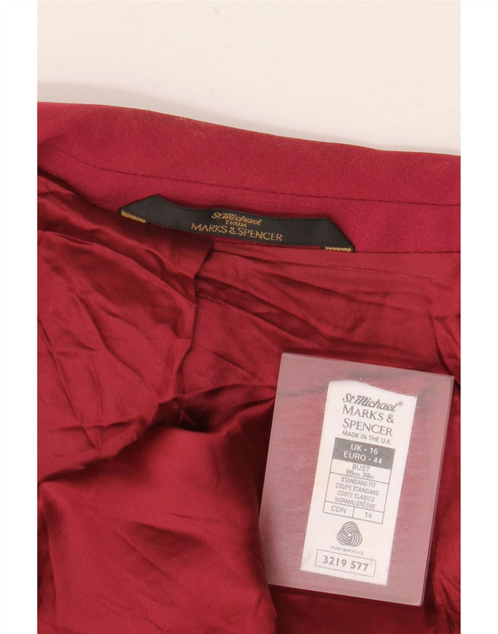 Женский пиджак стандартного кроя Marks & Spencer UK 16, большой бордовый