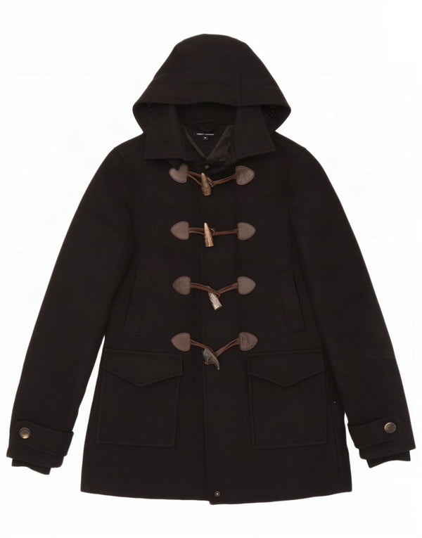 Женский дафлкот с капюшоном Tommy Hilfiger UK 6 XS, черный, шерсть