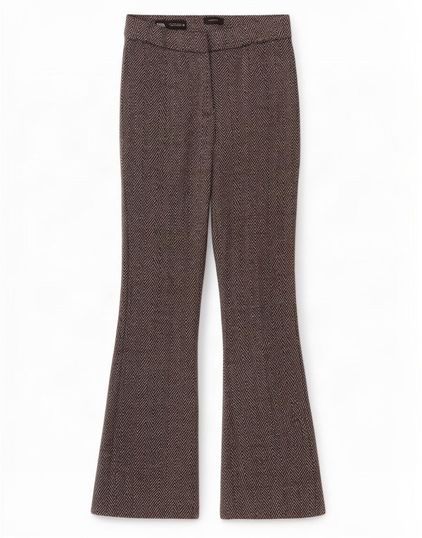 Женские повседневные брюки Zara Bootcut, маленькие W26 L29, серый полиэстер с шевроном
