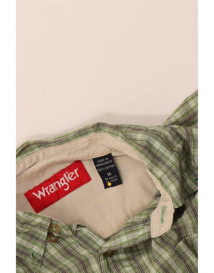 Мужская рубашка с коротким рукавом Wrangler, хлопковая клетка среднего зеленого цвета