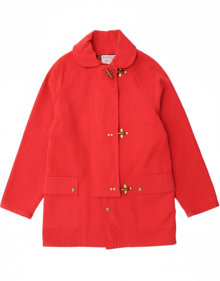 BEVERLY HILLS Womens Overcoat UK 10 Small Red Viscose
