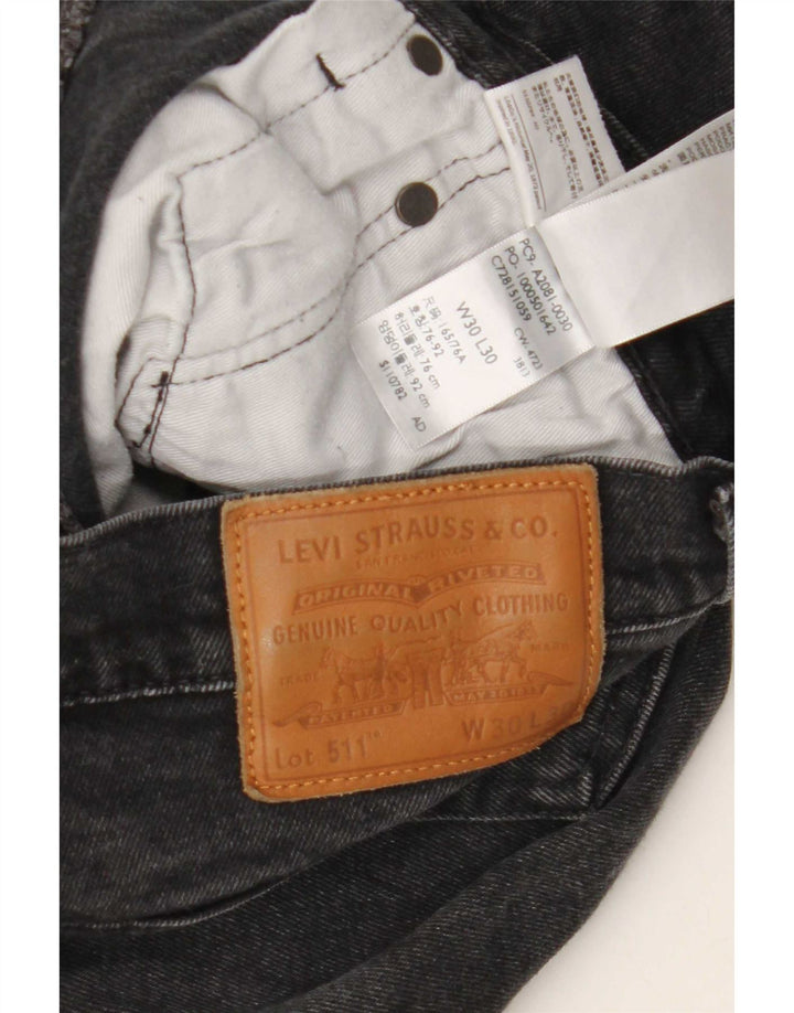 Мужские узкие джинсы Levi's W30 L30, черный хлопок