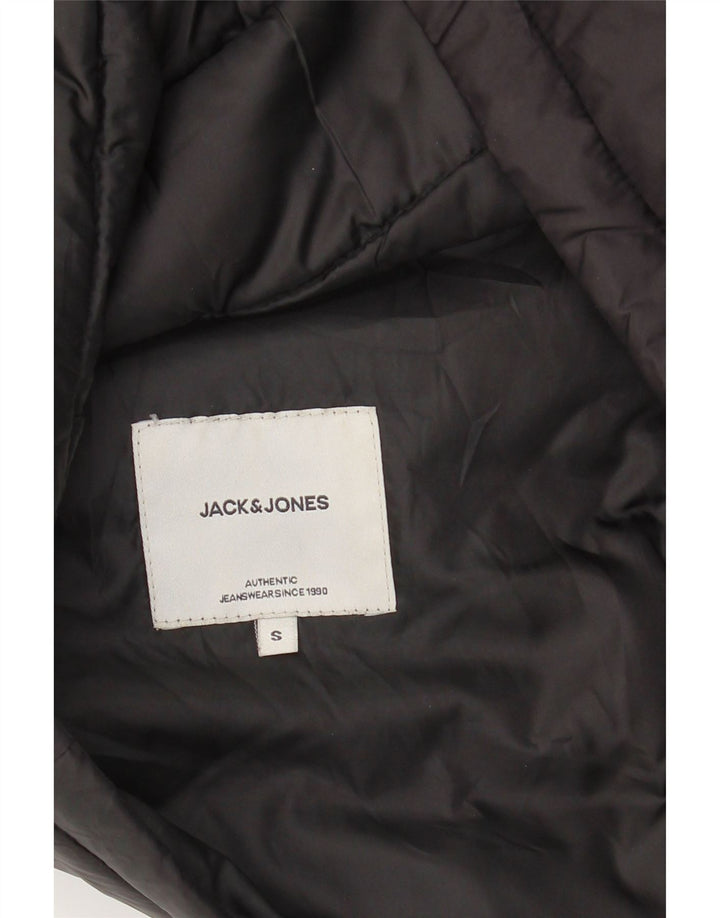 JACK & JONES Mens Hooded Padded Jacket UK 36 Small Black Polyester Vintage Jack & Jones and Second-Hand Jack & Jones from Messina Hembry 
