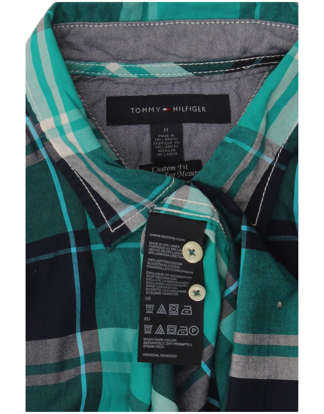 Мужская рубашка на заказ Tommy Hilfiger, хлопковая синяя клетка среднего размера