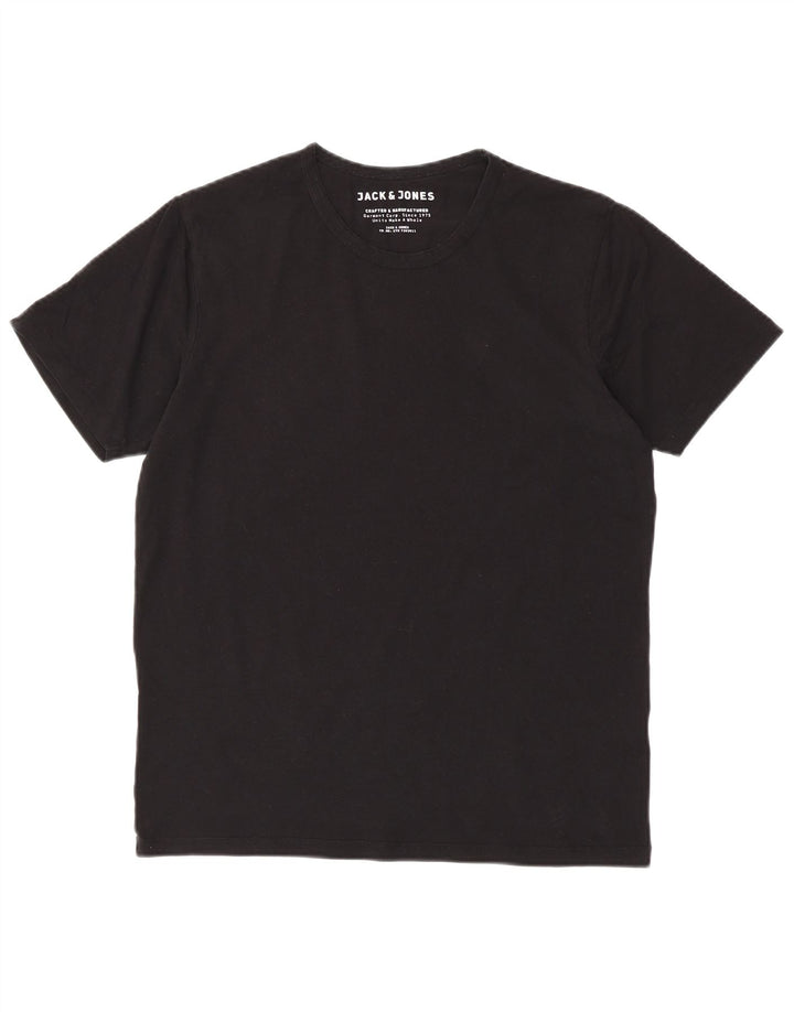 JACK & JONES Mens T-Shirt Top Medium Black Cotton
