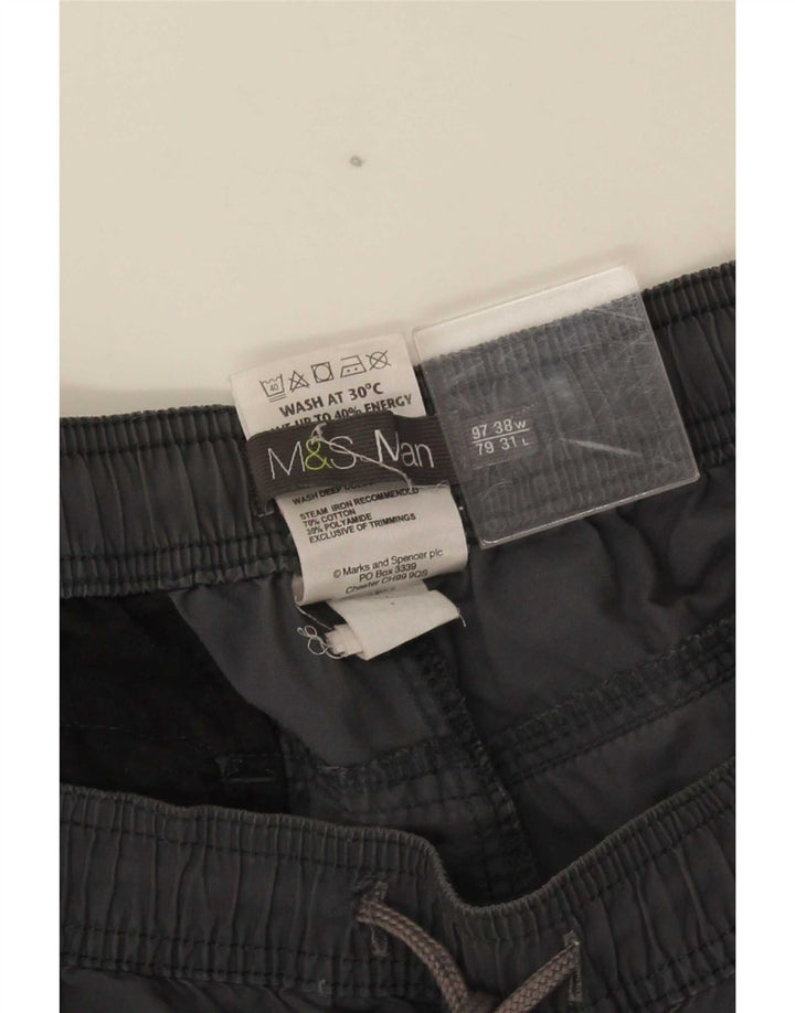 Мужские прямые брюки Marks & Spencer W38 L31 серые, хлопковые