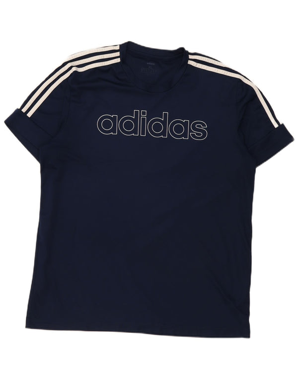 Adidas Мужская приталенная футболка с рисунком Top XL Темно-синий полиэстер
