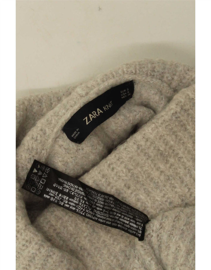 Женский свободный джемпер с высоким воротником Zara UK 10, маленький серый акрил