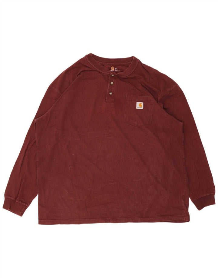 Мужской топ CARHARTT с длинным рукавом 2XL, бордовый хлопок