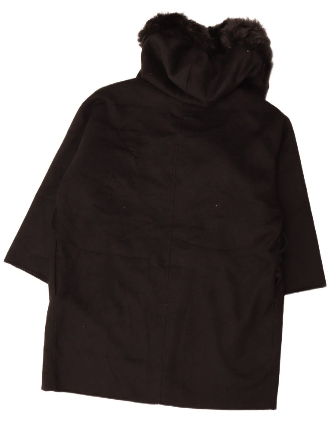 Женское открытое пальто оверсайз с капюшоном Zara UK 18 XL, черное шерстяное