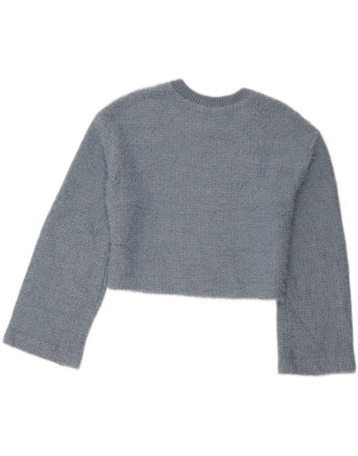Женский укороченный джемпер с круглым вырезом Zara UK 14, средний синий полиэстер