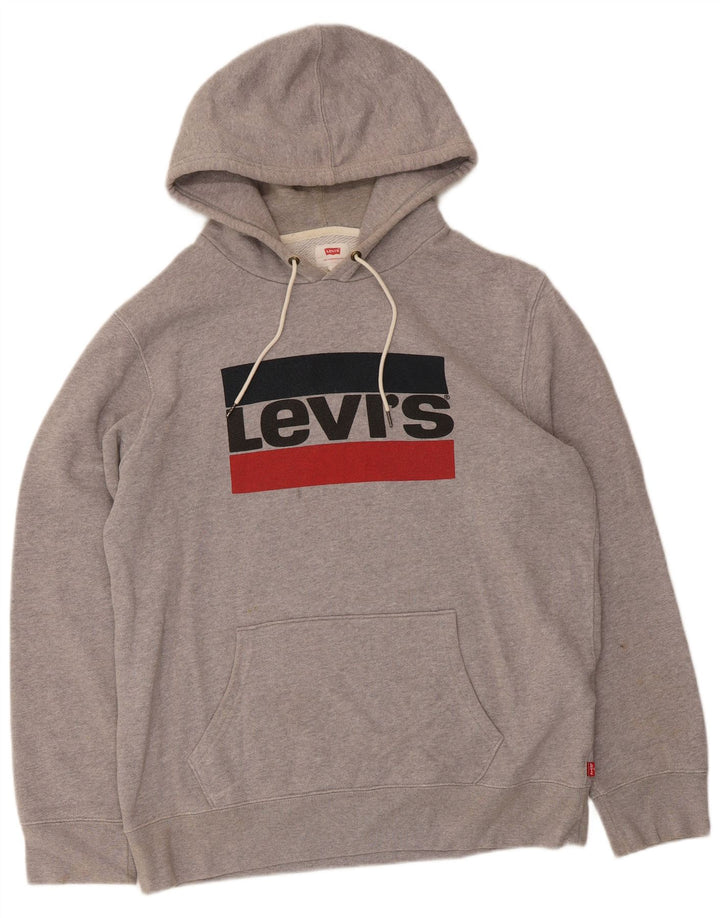 Мужской джемпер с капюшоном Levi's, большой серый, хлопковый
