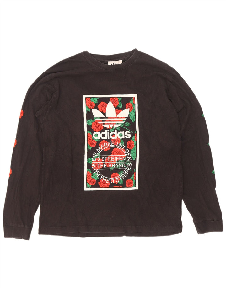 Adidas Мужской топ с рисунком с длинным рукавом, большой черный хлопок