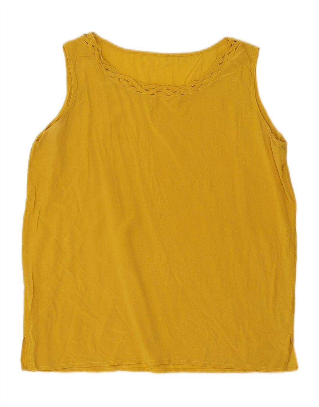 VINTAGE Womens Sleeveless Blouse Top UK 12 Medium Yellow Silk Vintage Vintage and Second-Hand Vintage from Messina Hembry 