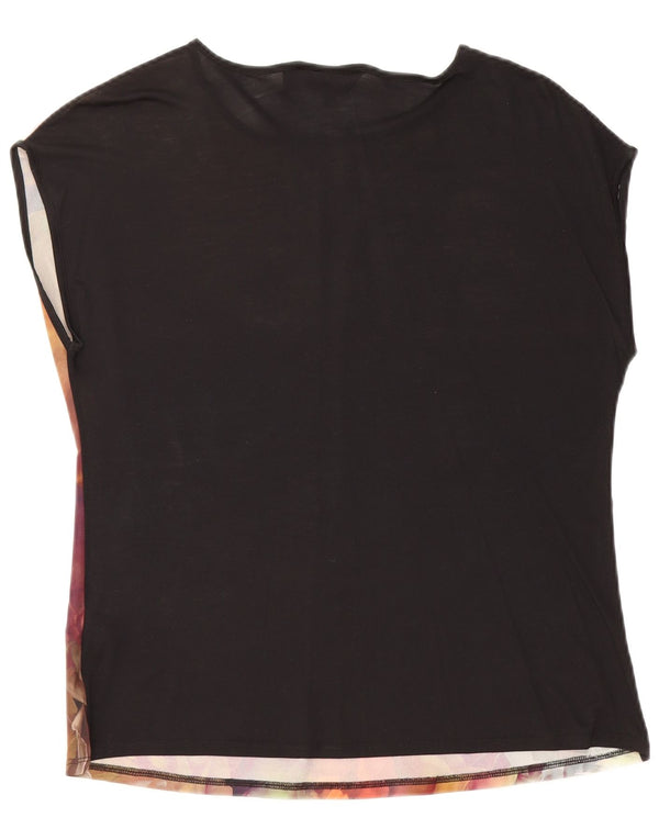 Женская оверсайз-блузка без рукавов TED BAKER, размер 2, маленький, черный с цветочным принтом