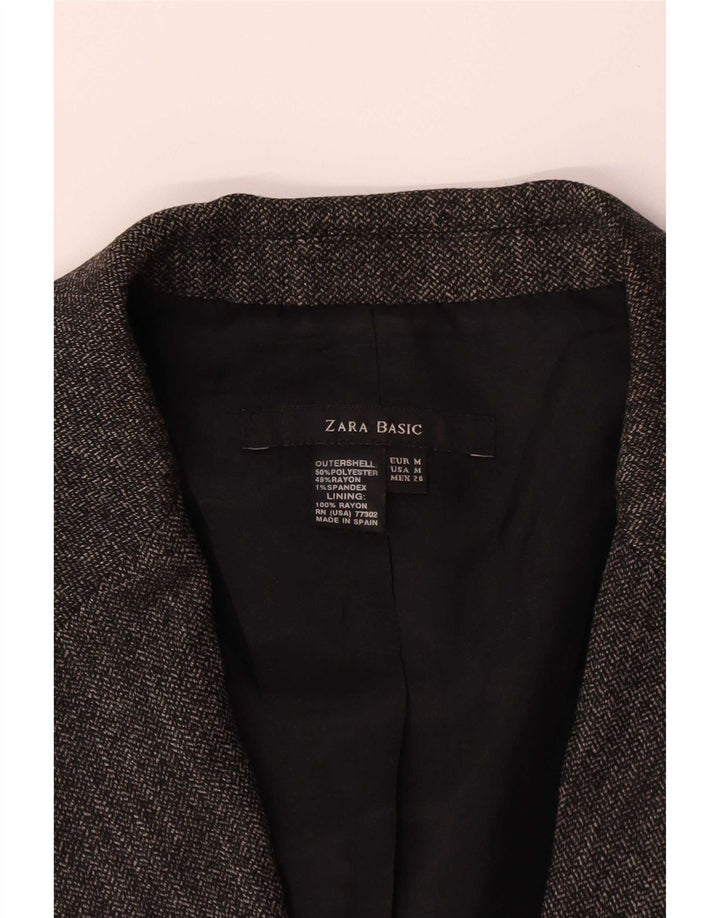 Женский пиджак Zara на 1 пуговице, Великобритания 12, средний серый полиэстер