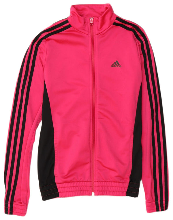 Спортивный костюм Adidas для девочек, верхняя куртка 13–14 лет, розовый полиэстер с цветными блоками