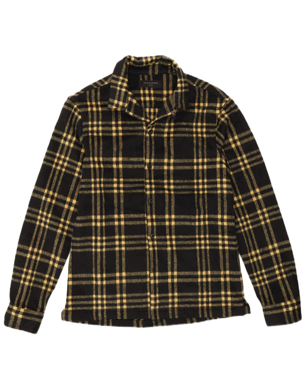Мужская фланелевая рубашка ALL SAINTS, маленькая черная клетка, полиэстер, классическая