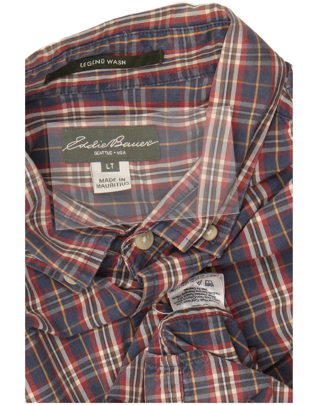 Мужская рубашка EDDIE BAUER, большая темно-синяя клетка, хлопок