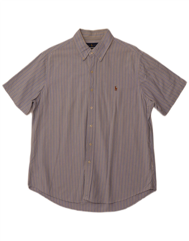 POLO RALPH LAUREN Мужская рубашка классического кроя с коротким рукавом, большая синяя полоска