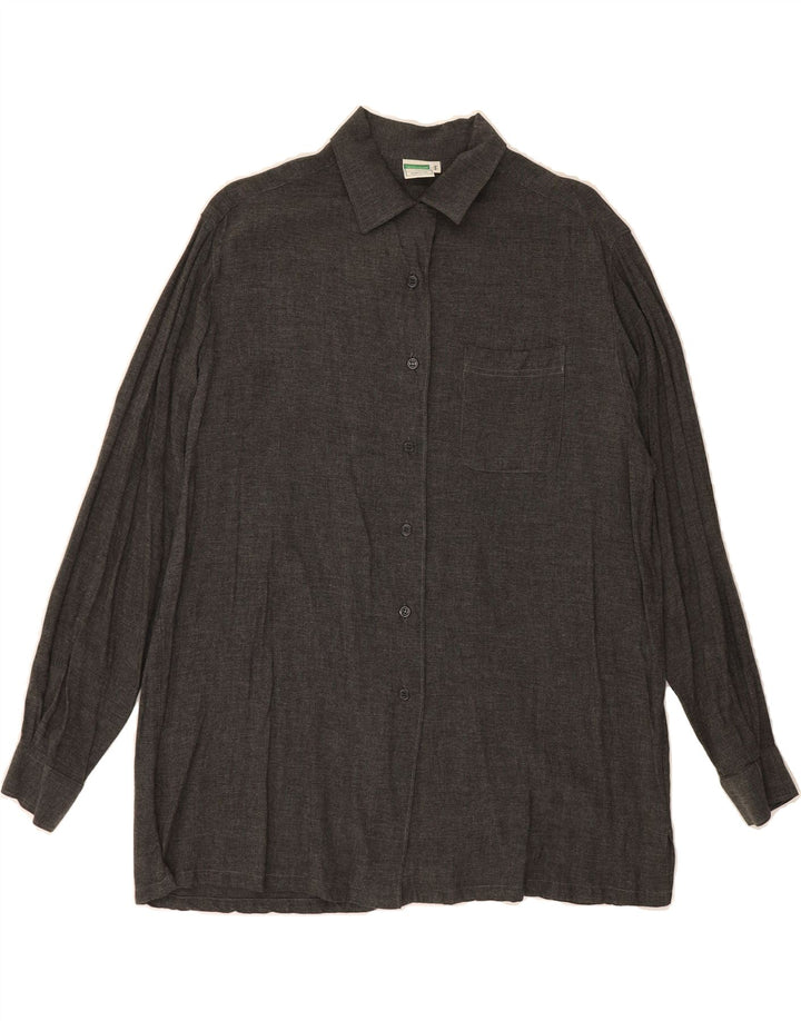 BENETTON Womens Oversized Shirt IT 44 Medium Grey Viscose Vintage Benetton and Second-Hand Benetton from Messina Hembry 
