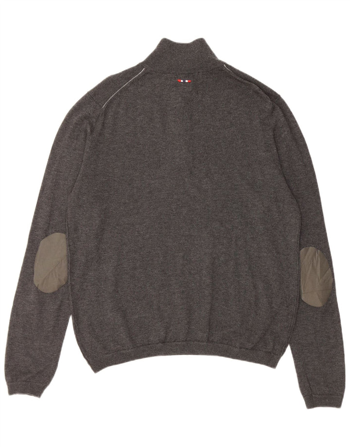 NAPAPIJRI Мужской джемпер с воротником на молнии с геометрическим рисунком, свитер среднего серого цвета из мериносовой шерсти