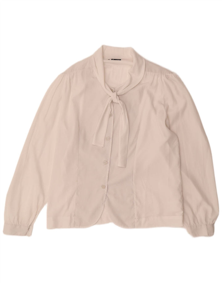 Винтажная женская блузка-рубашка с завязками спереди IT 51 XL Off White