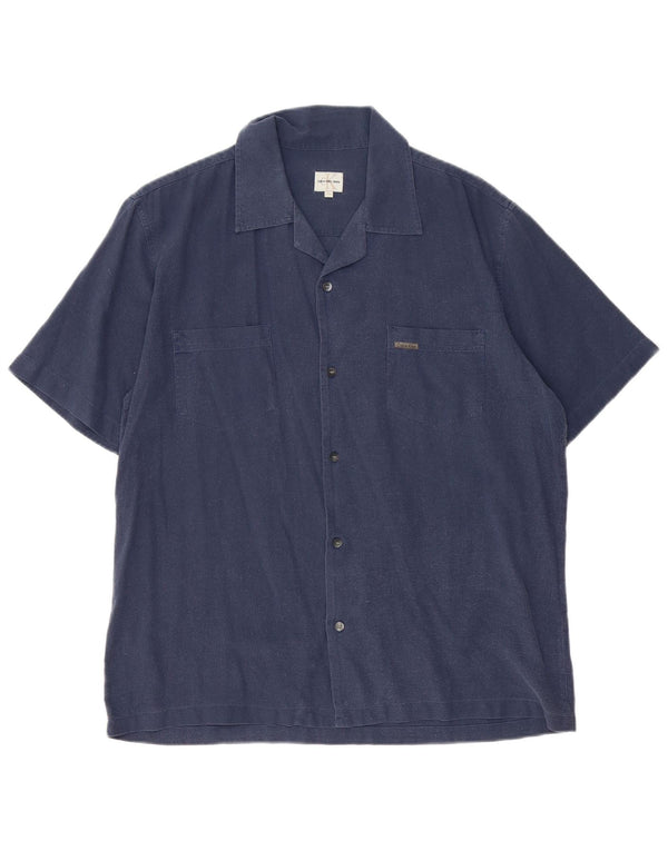 Мужская рубашка с коротким рукавом Calvin Klein Jeans XL, темно-синяя, хлопок