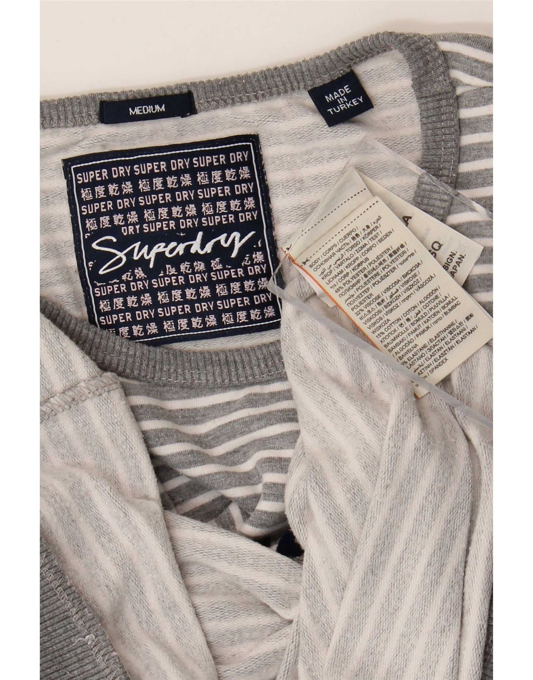 Женский свитер с рисунком Superdry UK 14, средний серый в полоску
