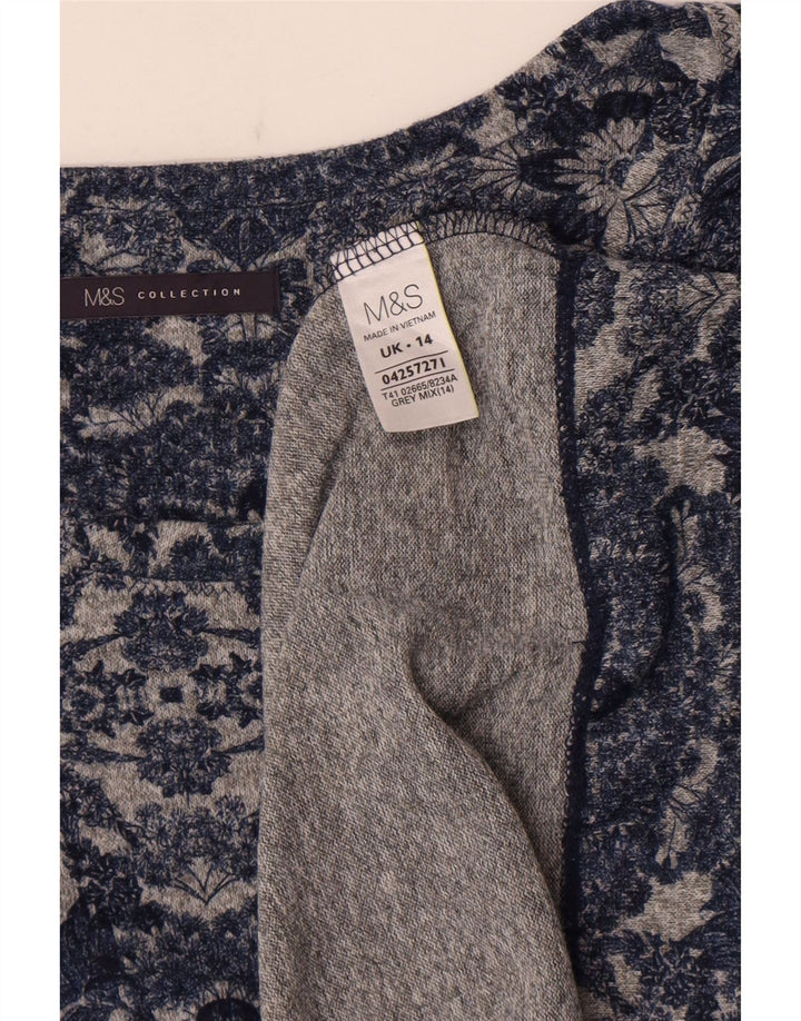 Женская туника с рукавом 3/4 Marks & Spencer UK 14, средний серый цвет с цветочным принтом