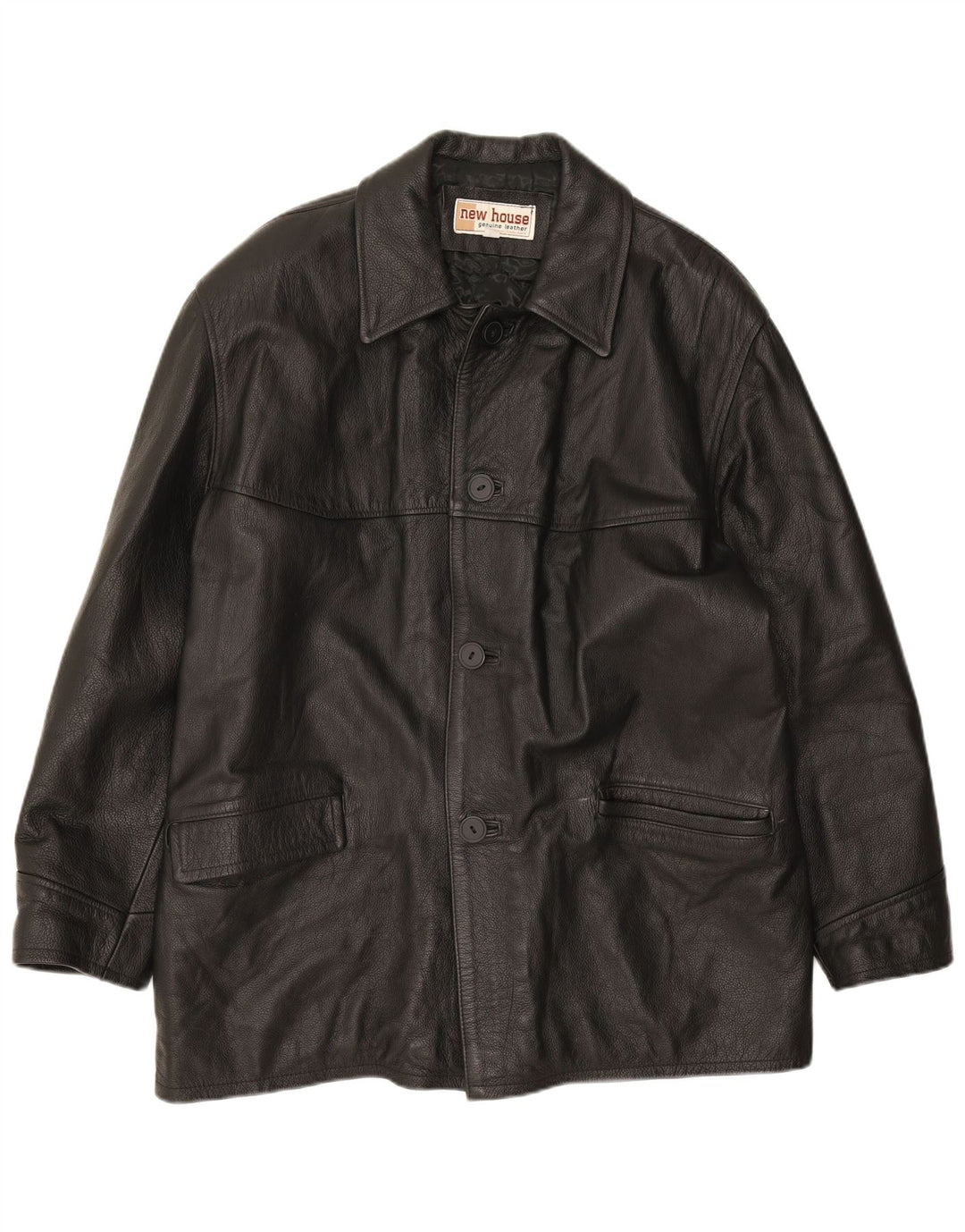 Винтажная мужская кожаная куртка UK 40, большая черная кожаная