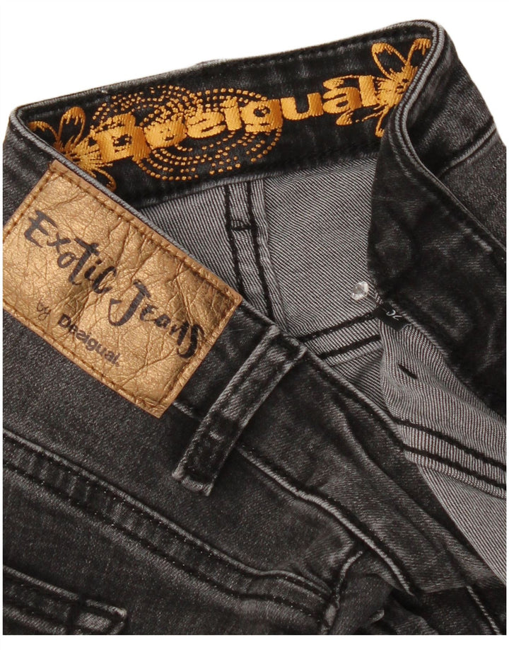 Женские прямые джинсы Desigual W32 L28 Серые с цветочным принтом