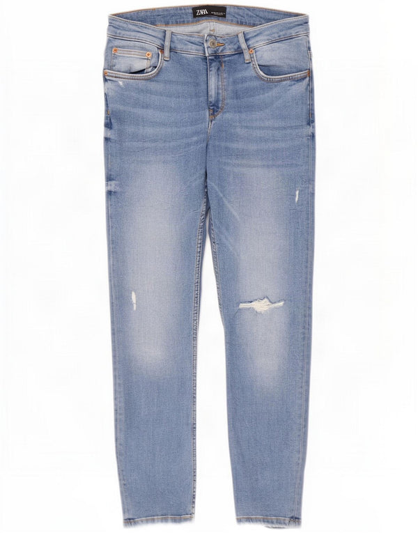 Zara Женские узкие джинсы с потертостями EU 40 Medium W30 L26 Синий