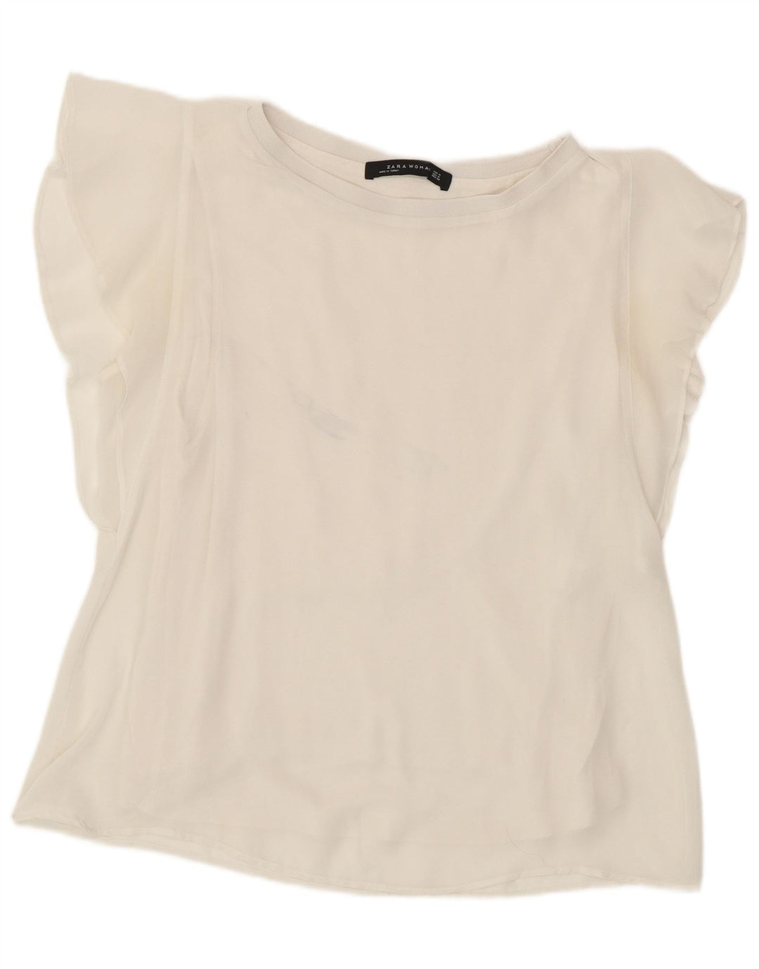 Женская блузка Zara Top UK 12, средний белый полиэстер