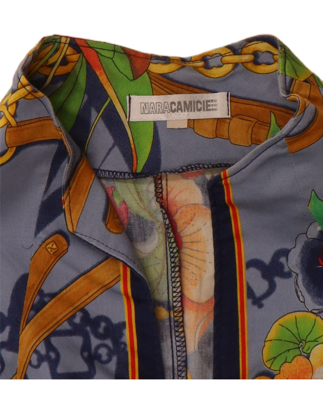 NARACAMICIE Женская блузка-рубашка с рукавом 3/4 с графикой, Великобритания 16, большая синяя с цветочным принтом