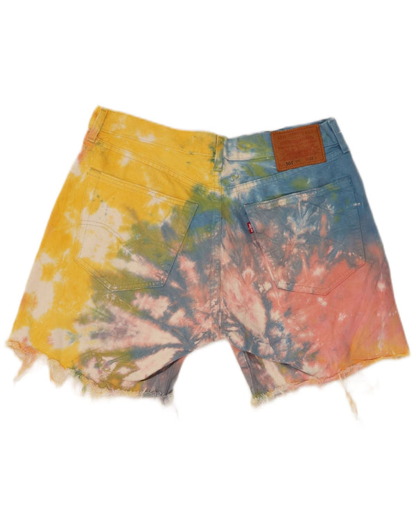 Мужские джинсовые шорты LEVI'S 501 W32, средний разноцветный хлопок, цвет тай-дай