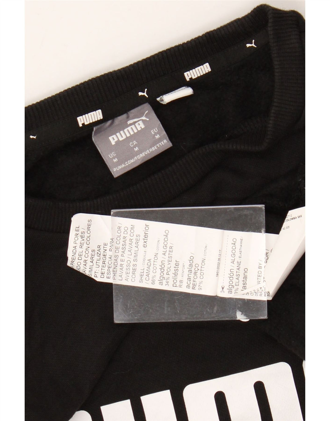 Мужской свитшот с рисунком PUMA, хлопковый джемпер среднего размера, черный