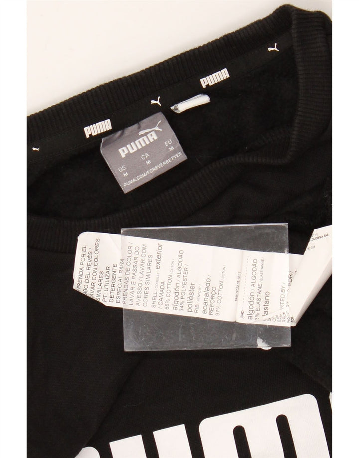 Мужской свитшот с рисунком PUMA, хлопковый джемпер среднего размера, черный