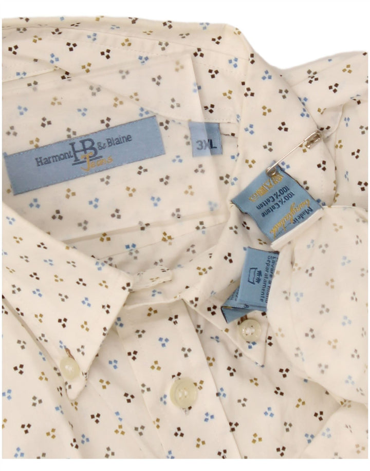 HARMONT & BLAINE Мужская рубашка 3XL Off White Spotted Cotton