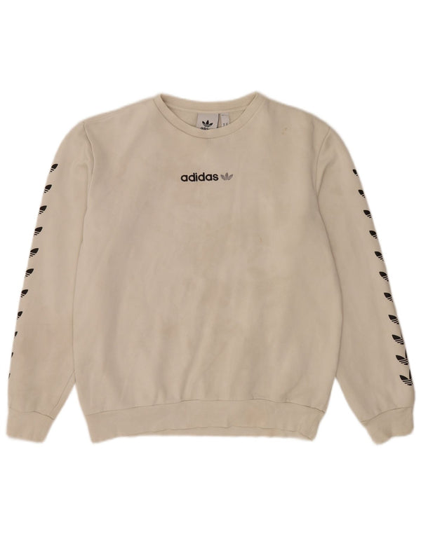 Женский свитер с рисунком Adidas UK 14, средний цвет, белый хлопок