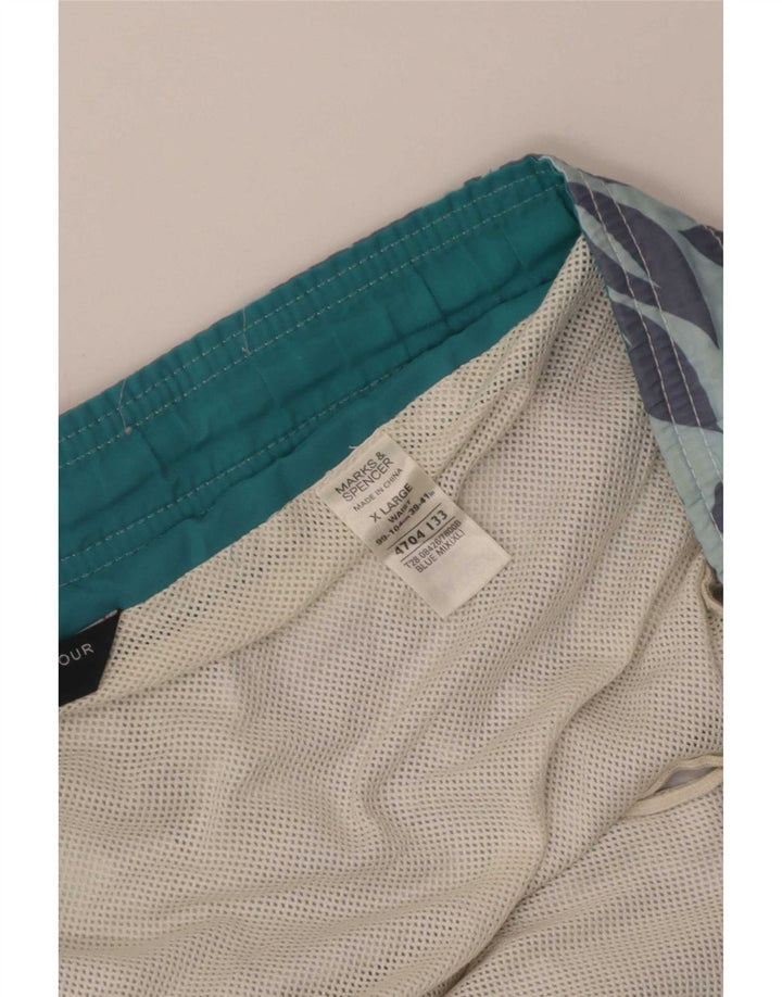 Мужские шорты для плавания Marks & Spencer XL, синие, полиэстер с цветочным принтом